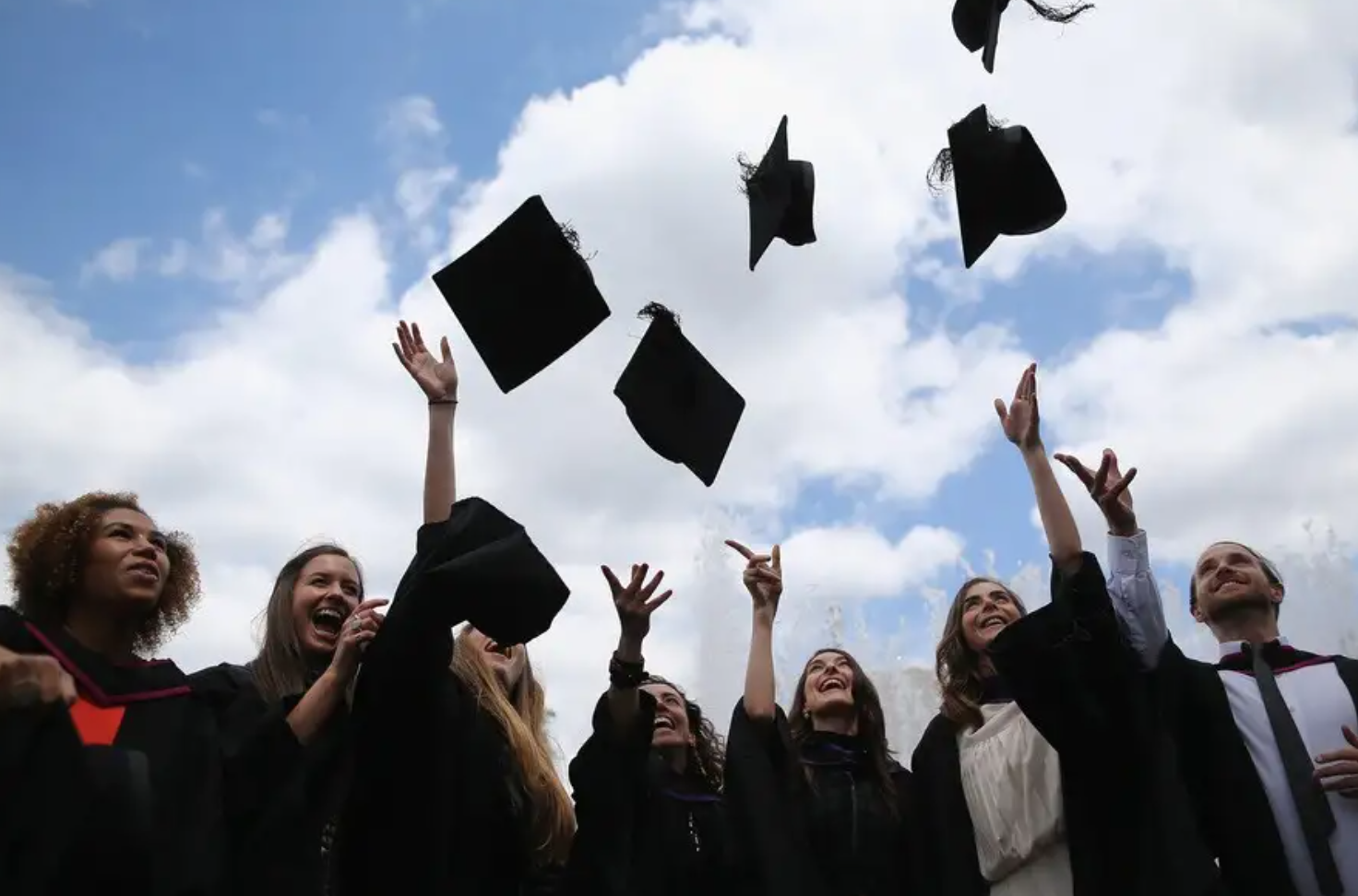 Graduation image of caps in the air