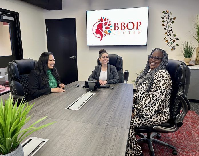 Kima Russell, Dr. Vanessa Perez, & Kim Carter at the opening of the Black & Brown Opportunities for Profit Center