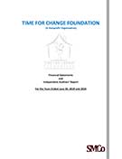 Cover page of a financial statement and independent auditor’s report for Time for Change Foundation, ending June 30, 2020, with the SMCO logo at the bottom right.