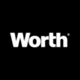 White bold text "Worth" with a small trademark symbol appears centered on a solid black background.