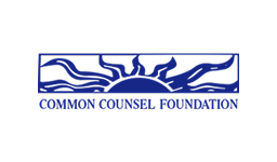 Blue and white logo featuring a stylized sun above the words "COMMON COUNSEL FOUNDATION" in capital letters.