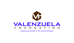 The Valenzuela Foundation logo with "VF" in a hexagon above the name and the tagline "Improving health in the Inland Empire" below.