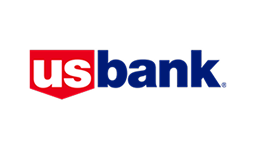 US Bank logo with "us" in white letters on a red shield shape, followed by "bank" in blue on a white background.