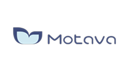 Motava logo featuring a stylized blue butterfly shape to the left of the word "Motava" in rounded blue font on a light background.