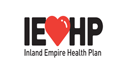 IEHP logo featuring the letters "IE" and "HP" with a red heart symbol replacing the "O," and the text "Inland Empire Health Plan" below.
