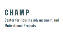 Logo with the acronym "CHAMP" in bold, followed by the text "Center for Housing Advancement and Motivational Projects" on a plain background.