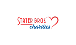 Stater Bros. Charities logo featuring the name in red and blue text with a heart outline on a white background.