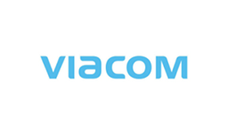 The image shows the Viacom logo in light blue letters on a white background.